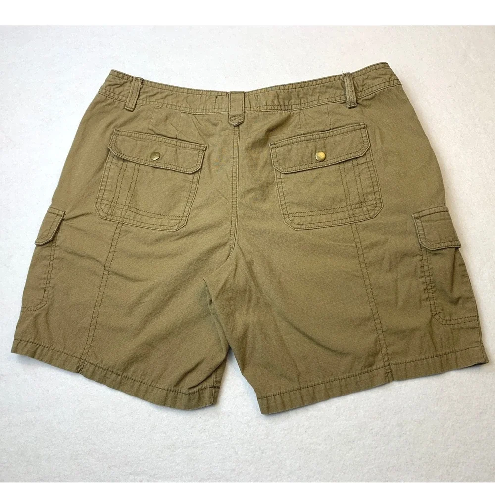 Eddie Bauer Cargo Shorts Womens 14 Olive‎ Green Ripstop Cotton Hiking Shorts 7